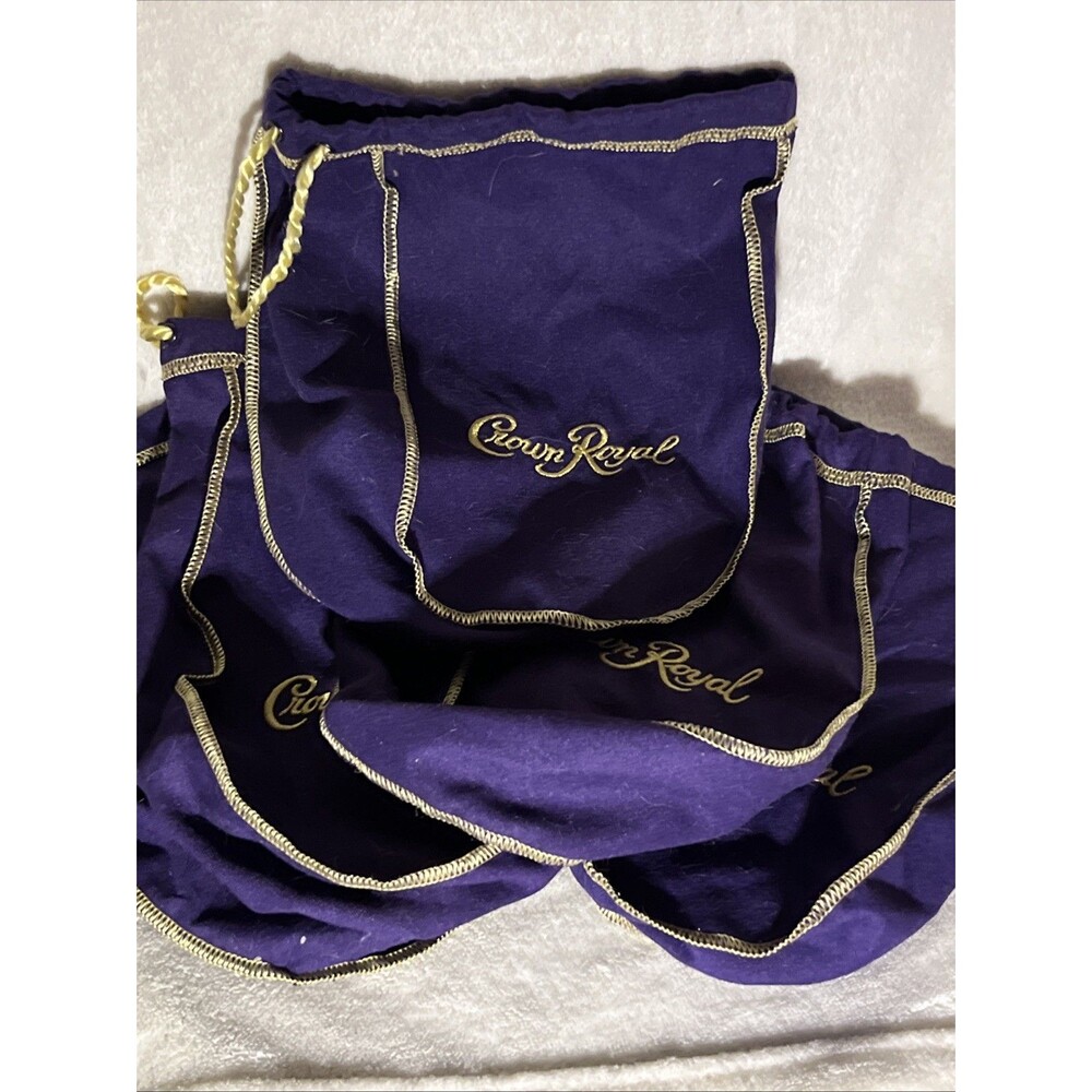 Crown Royal Purple 9" Bag with Drawstring Lot of 5 Medium Size 750 ml